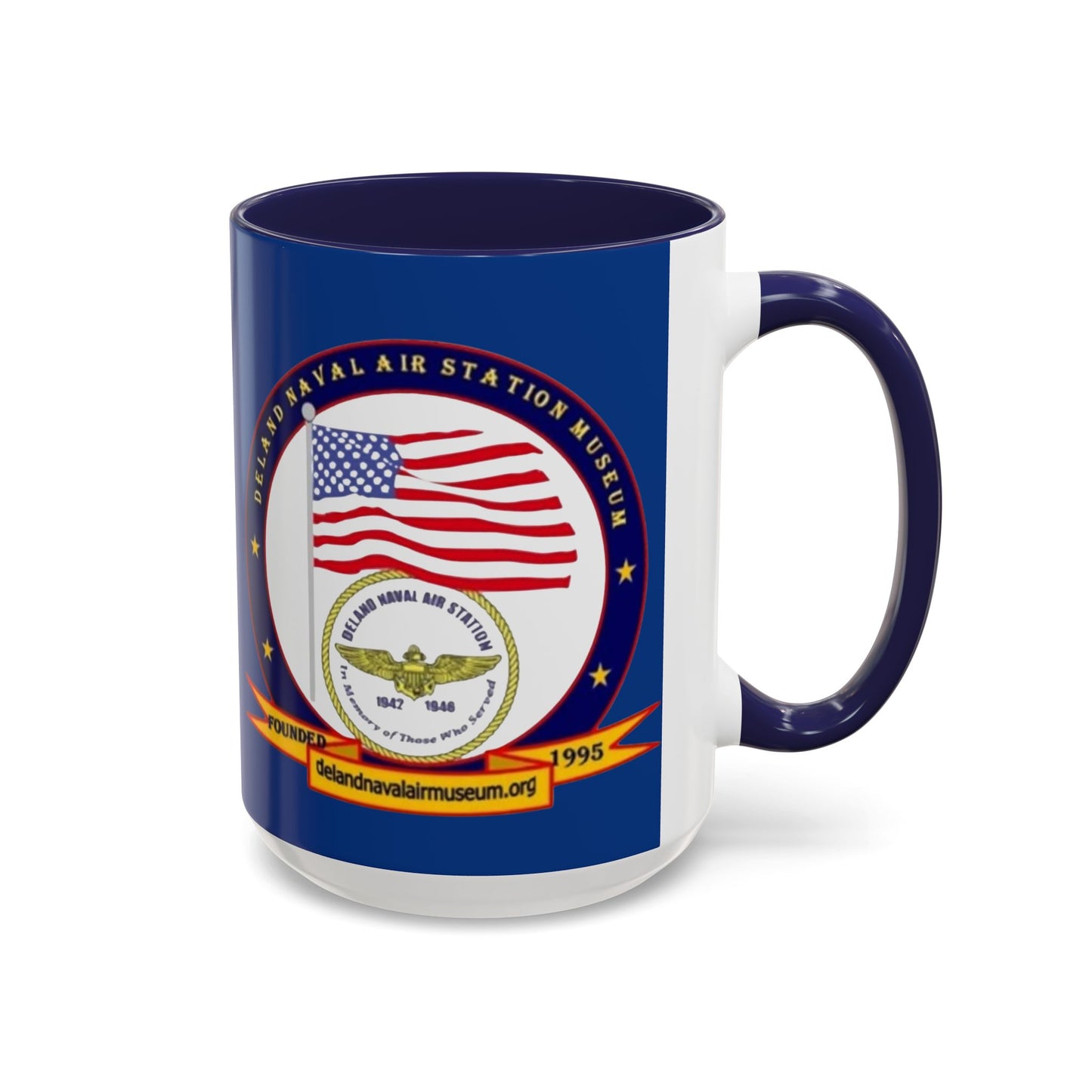 DeLand Naval Air Station Museum Blue Accent Mug by theGreenDragonTavern.shop