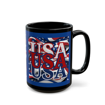 USA Red font Center Patriot Blue Mug by theGreenDragonTavern.shop
