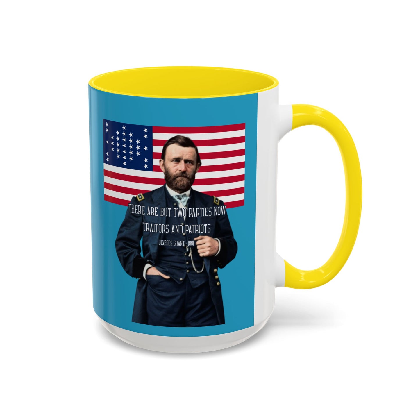 "Traitors and Patriots" Ulysses Grant Turquoise Accent Mug by theGreenDragonTavern.shop