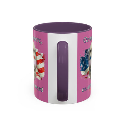 Vendetta, "Give me liberty, or give me death!" Pink Accent Mug by theGreenDragonTavern.shop