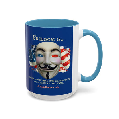 Ronald Reagan Freedom Vendetta Blue Accent Mug by theGreenDragonTavern.shop