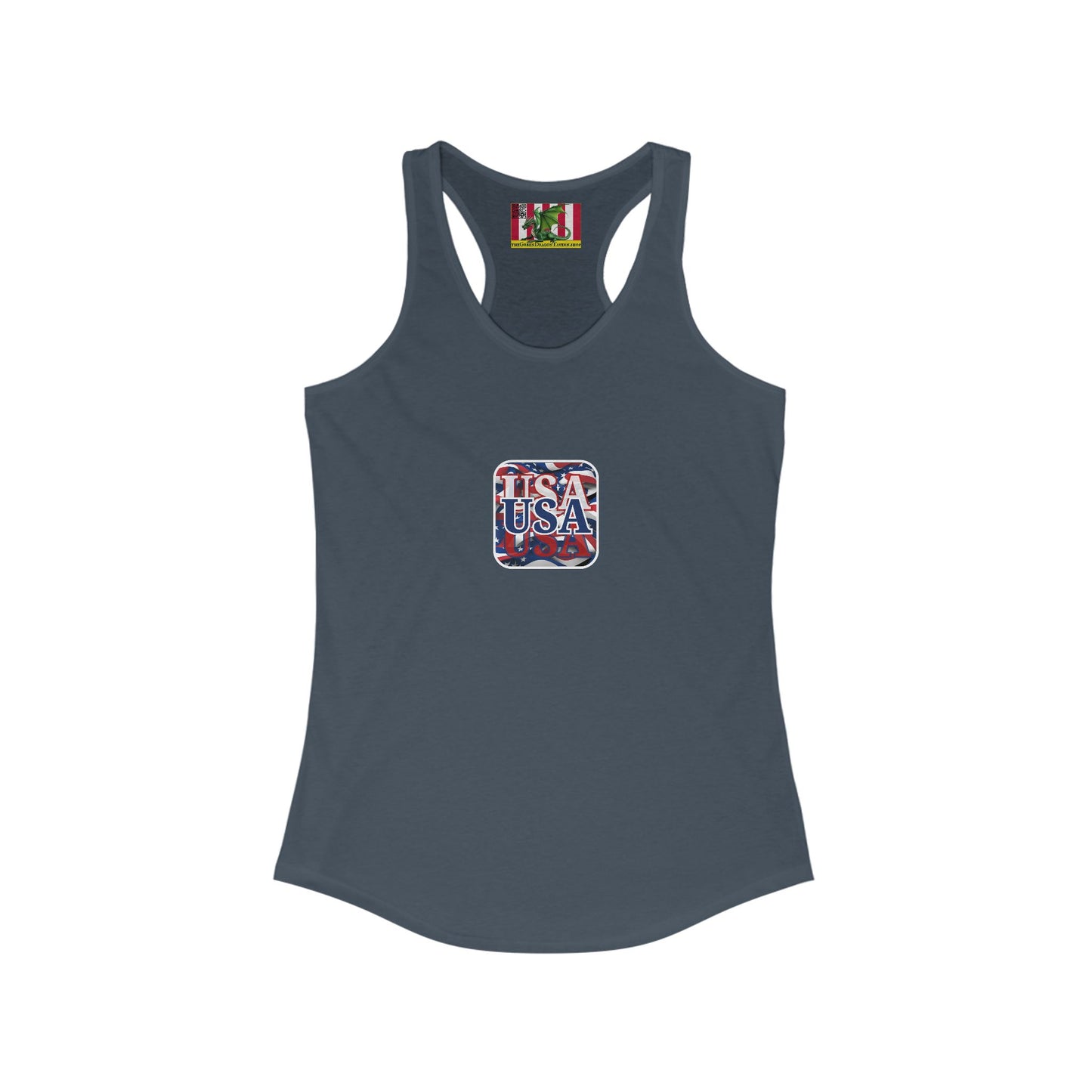 2-sided, Red White and BLUE USA Patriot Women's Racerback Tank Top by theGreenDragonTavern.shop