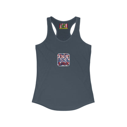 2-sided, Red White and BLUE USA Patriot Women's Racerback Tank Top by theGreenDragonTavern.shop