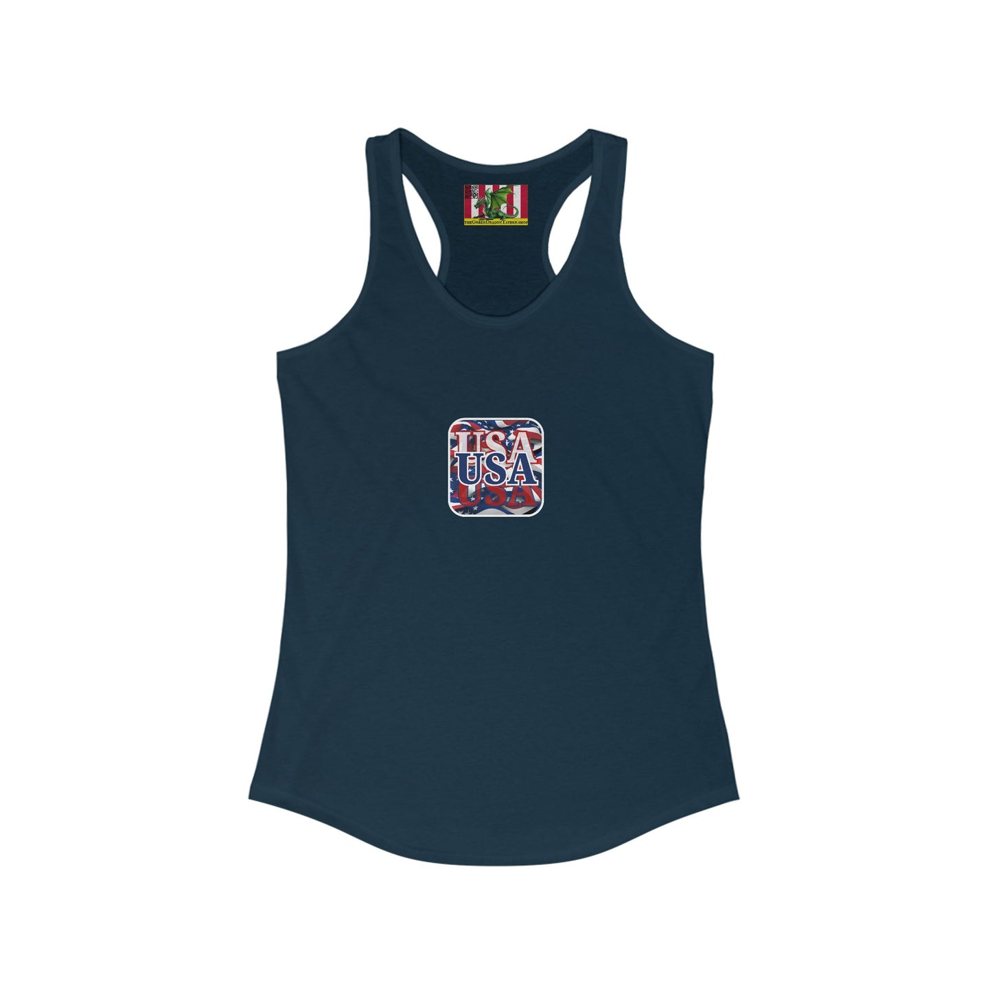 2-sided, Red White and BLUE USA Patriot Women's Racerback Tank Top by theGreenDragonTavern.shop
