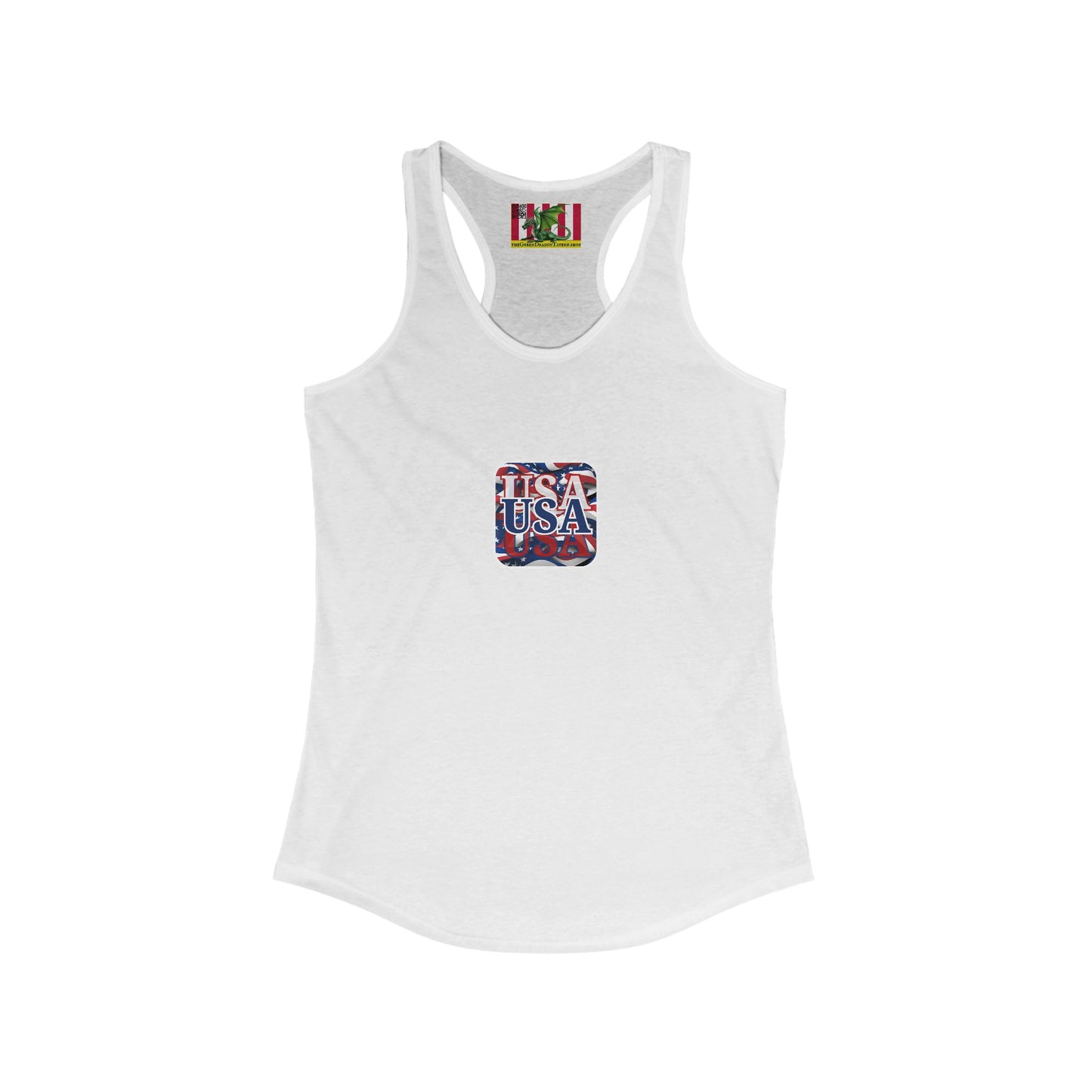2-sided, Red White and BLUE USA Patriot Women's Racerback Tank Top by theGreenDragonTavern.shop