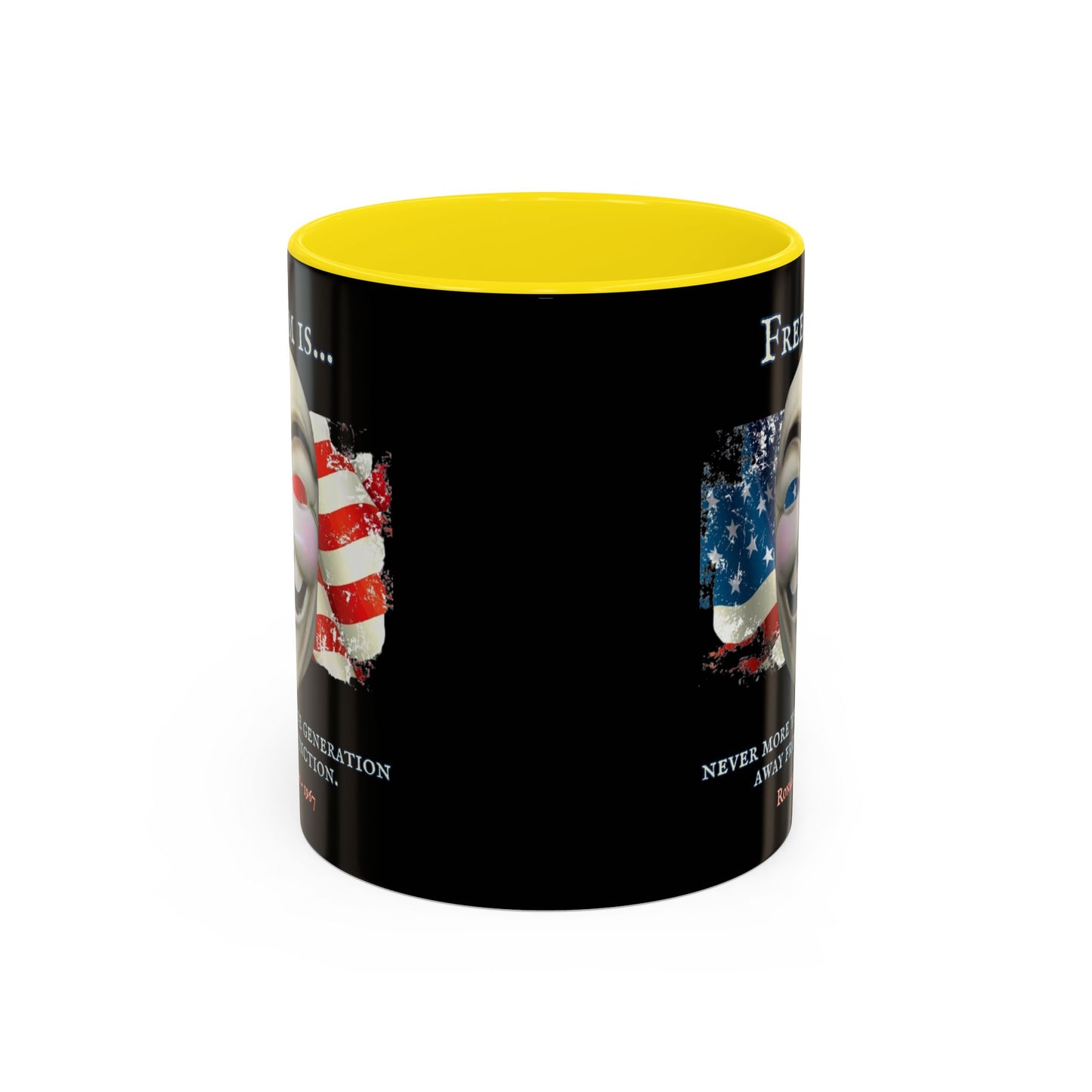 Ronald Reagan Freedom Vendetta Black Accent Mug by theGreenDragonTavern.shop