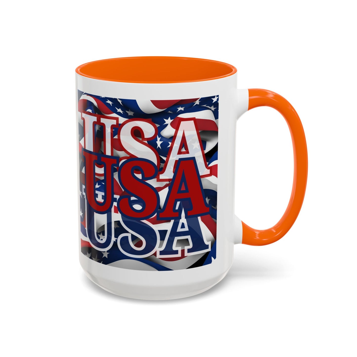 USA Red font Center Patriot White Accent Mug by theGreenDragonTavern.shop