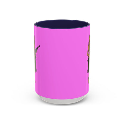 Hula Girl Packin' Heat Pink Accent Mug by theGreenDragonTavern.shop