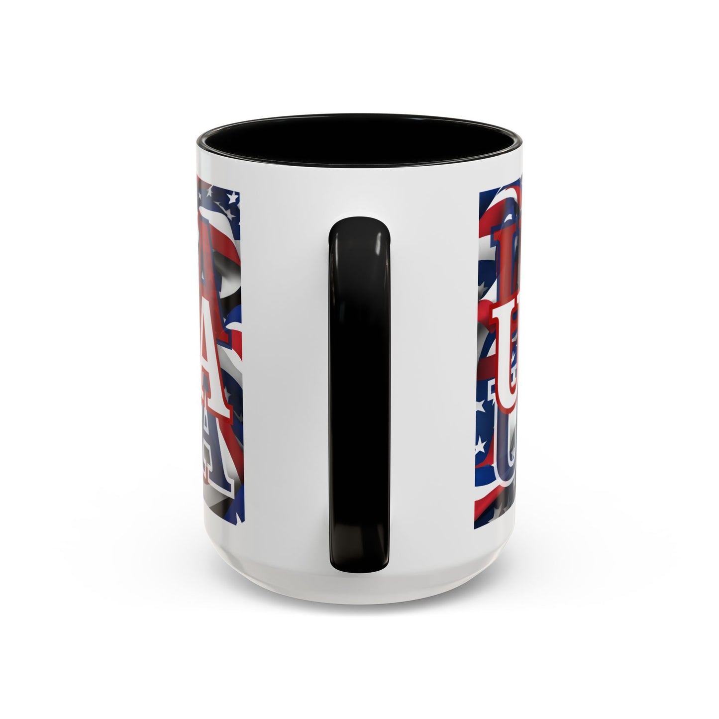 USA White font Center Patriot White Accent Mug by theGreenDragonTavern.shop