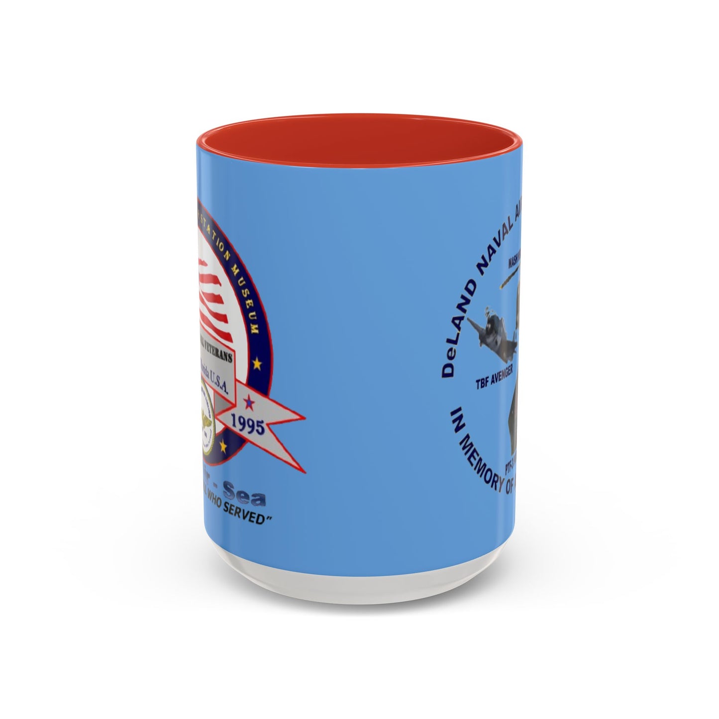 DNASM 2-sided, Founding & Student Art Light Blue Accent Mug by theGreenDragonTavern.shop