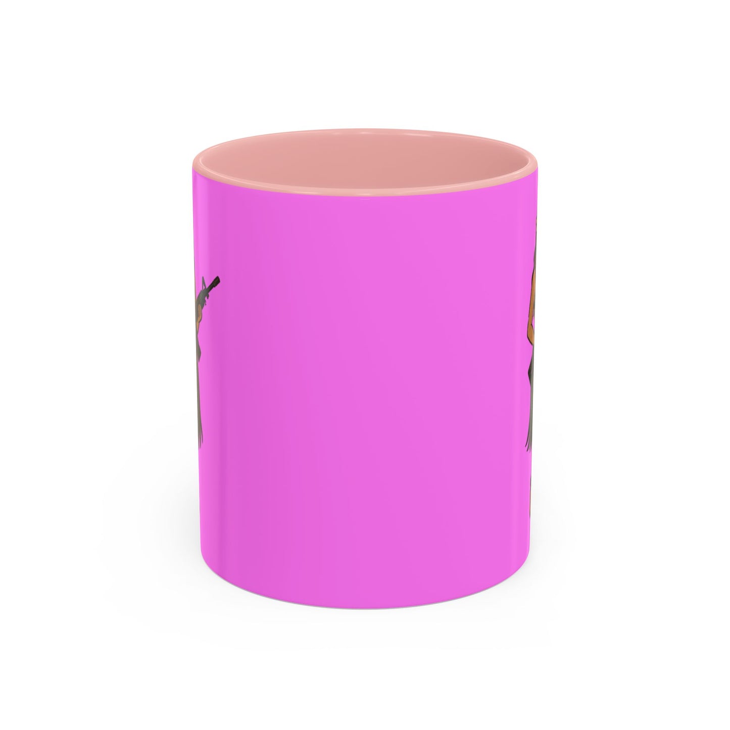 Hula Girl Packin' Heat Pink Accent Mug by theGreenDragonTavern.shop