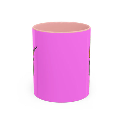 Hula Girl Packin' Heat Pink Accent Mug by theGreenDragonTavern.shop