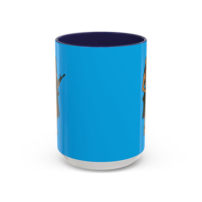 Hula Girl Packin' Heat Light Blue Accent Mug by theGreenDragonTavern.shop