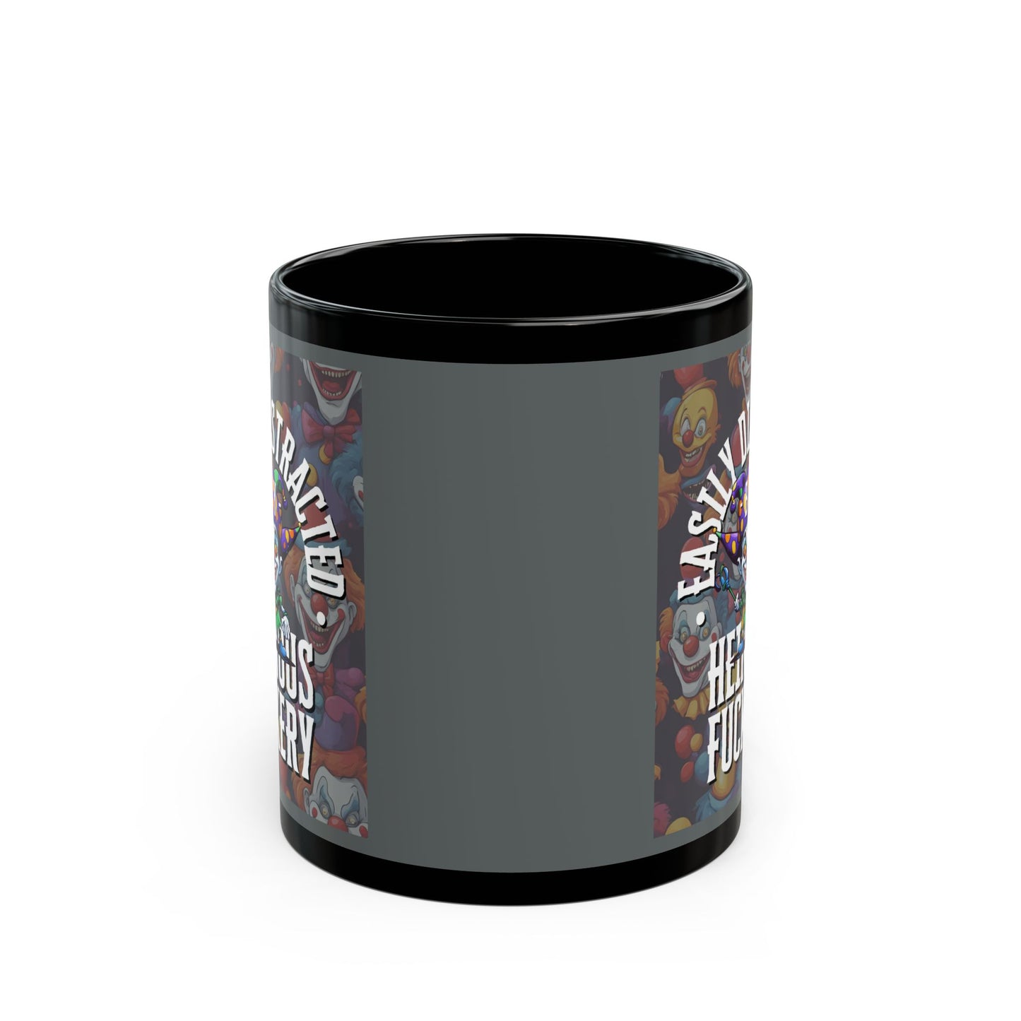 Easily Distracted by Heinous Fuckery Little Jinx Grey Mug by theGreenDragonTavern.shop