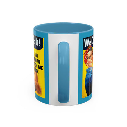 I Am Woman Watch Me Vote Rosie Turquoise Accent Mug by theGreenDragonTavern.shop