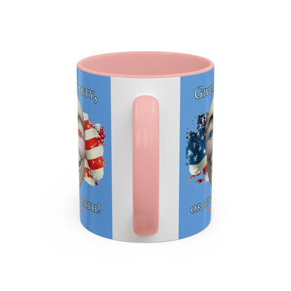 Vendetta, "Give me liberty, or give me death!" Blue Accent Mug by theGreenDragonTavern.shop