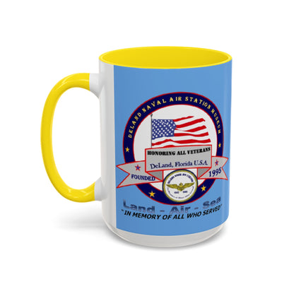 DNASM 2-sided, Founding & Student Art Light Blue Accent Mug by theGreenDragonTavern.shop