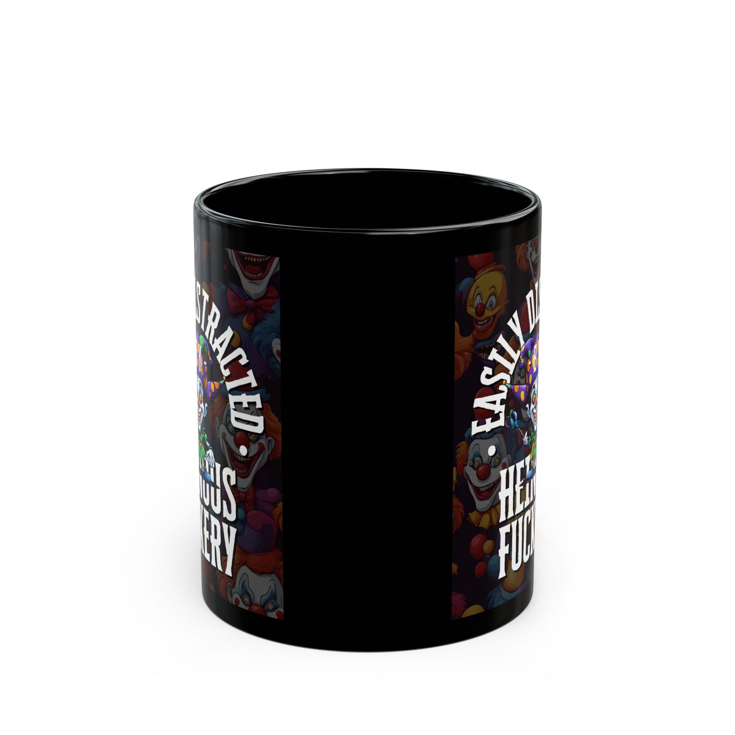 Easily Distracted by Heinous Fuckery Little Jinx Black Mug by theGreenDragonTavern.shop