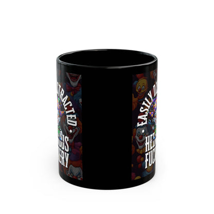 Easily Distracted by Heinous Fuckery Little Jinx Black Mug by theGreenDragonTavern.shop