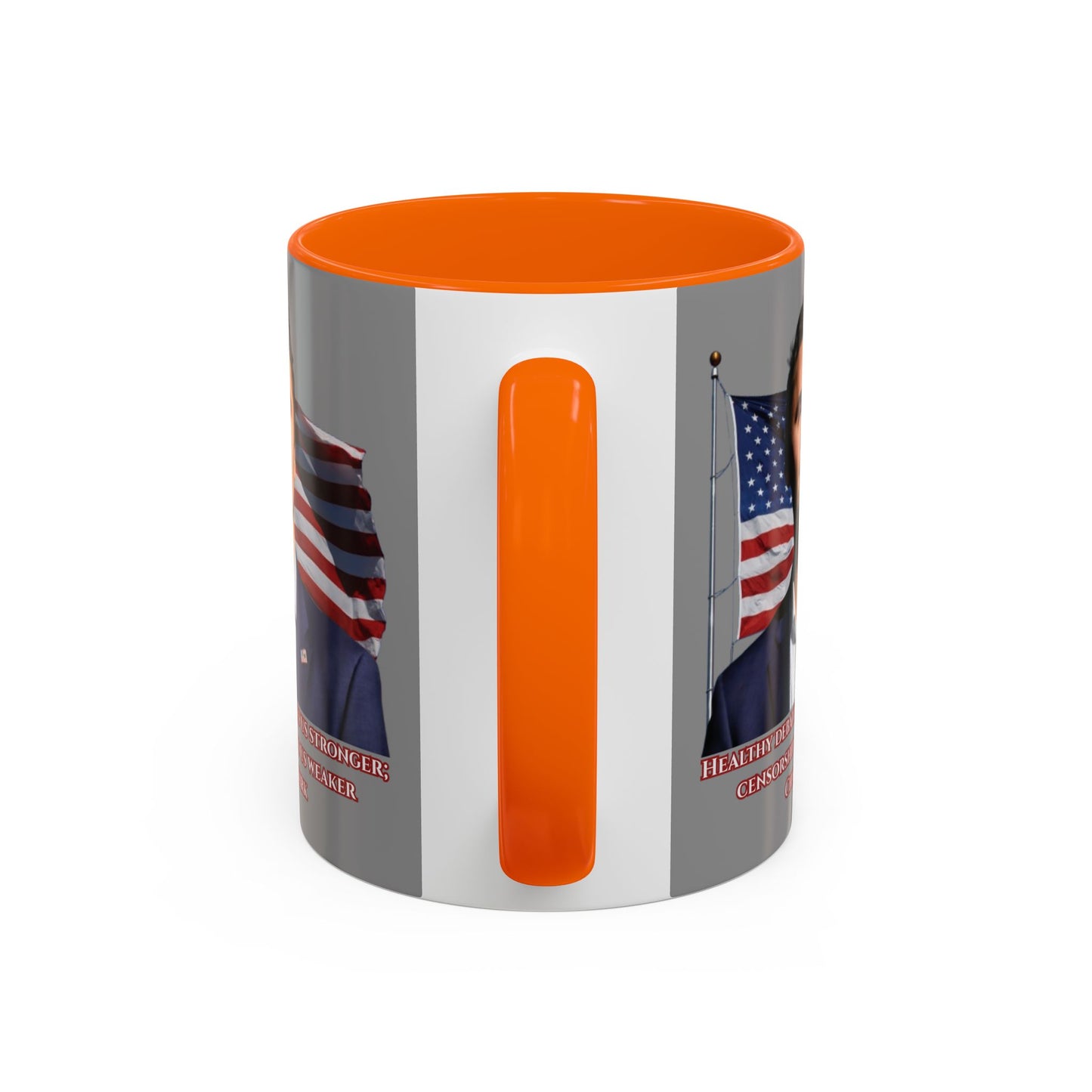 Charlie Kirk, Healthy Debate Grey Accent Mug by theGreenDragonTavern.shop