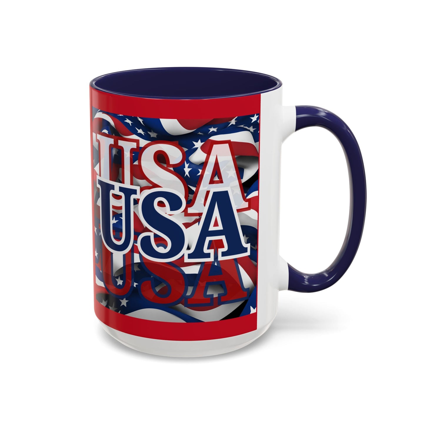 USA Blue font Center Patriot Red Accent Mug by theGreenDragonTavern.shop