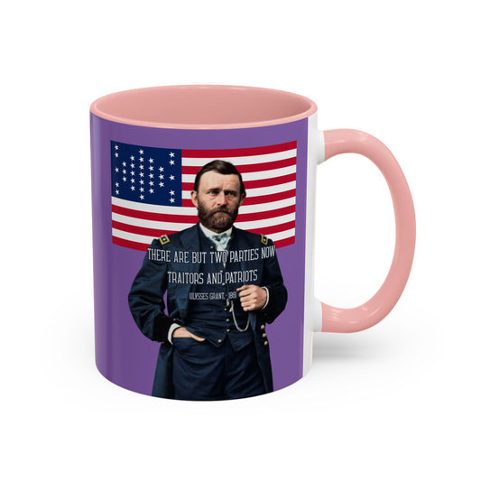 "Traitors and Patriots" Ulysses Grant Light Purple Accent Mug by theGreenDragonTavern.shop