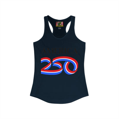 America 250 Black font Women's Racerback Tank Top by theGreenDragonTavern.shop