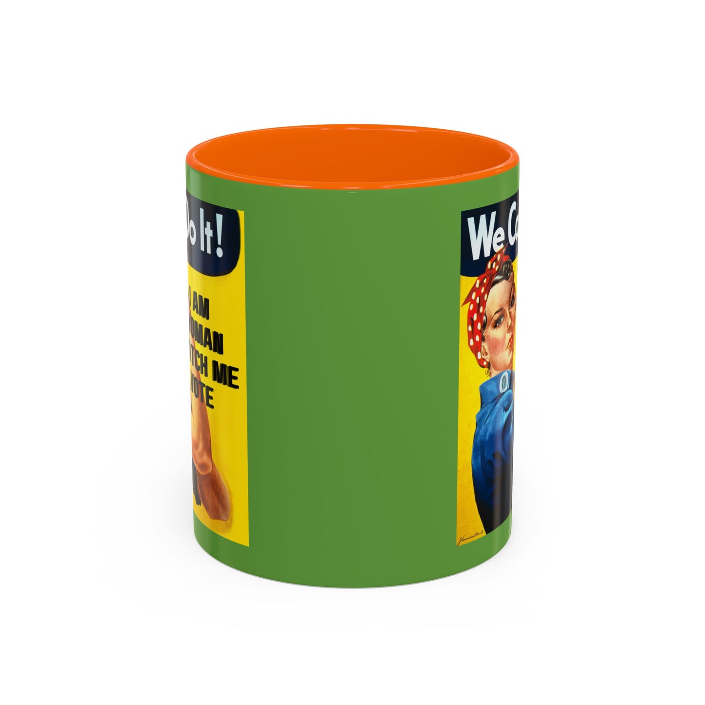 I Am Woman Watch Me Vote Rosie Green Accent Mug by theGreenDragonTavern.shop