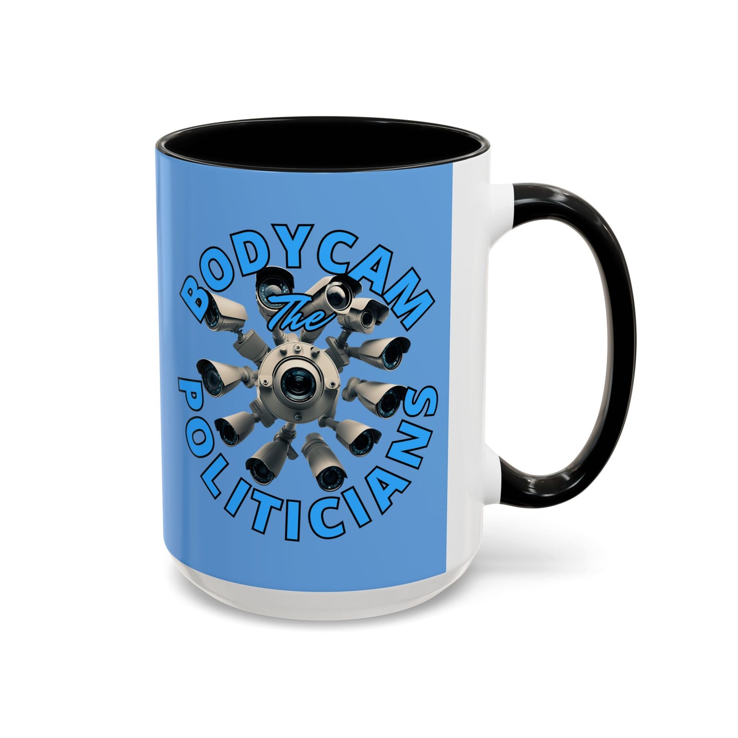 Bodycam the Politicians Cameras Blue Accent Mug by theGreenDragonTavern.shop
