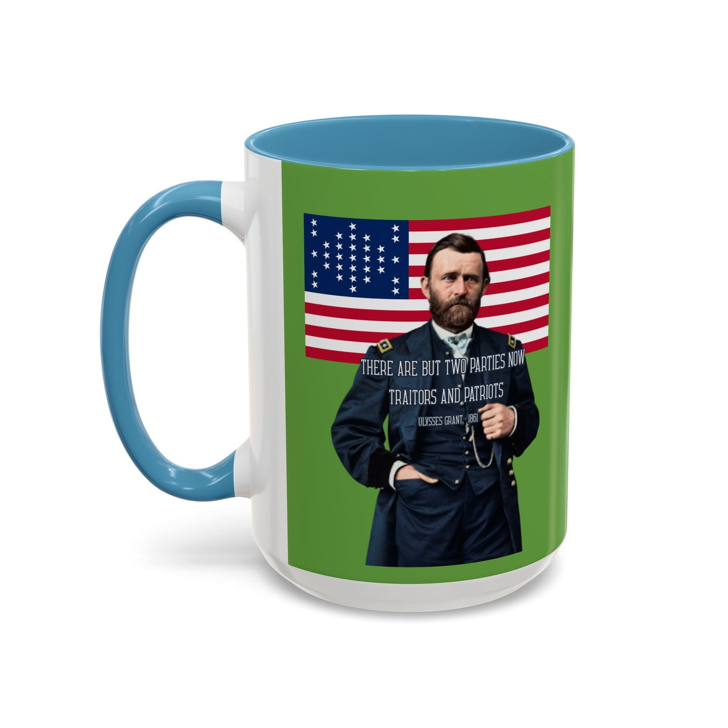 "Traitors and Patriots" Ulysses Grant Green Accent Mug by theGreenDragonTavern.shop