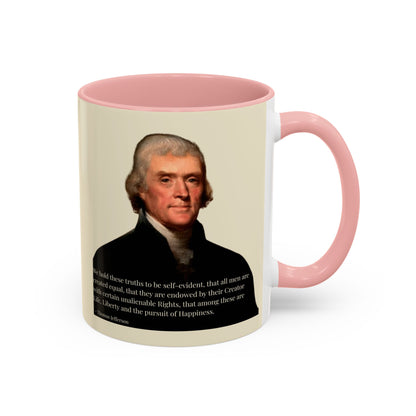 We hold these truths to be self-evident Parchment Yellow Accent Mug by theGreenDragonTavern.shop