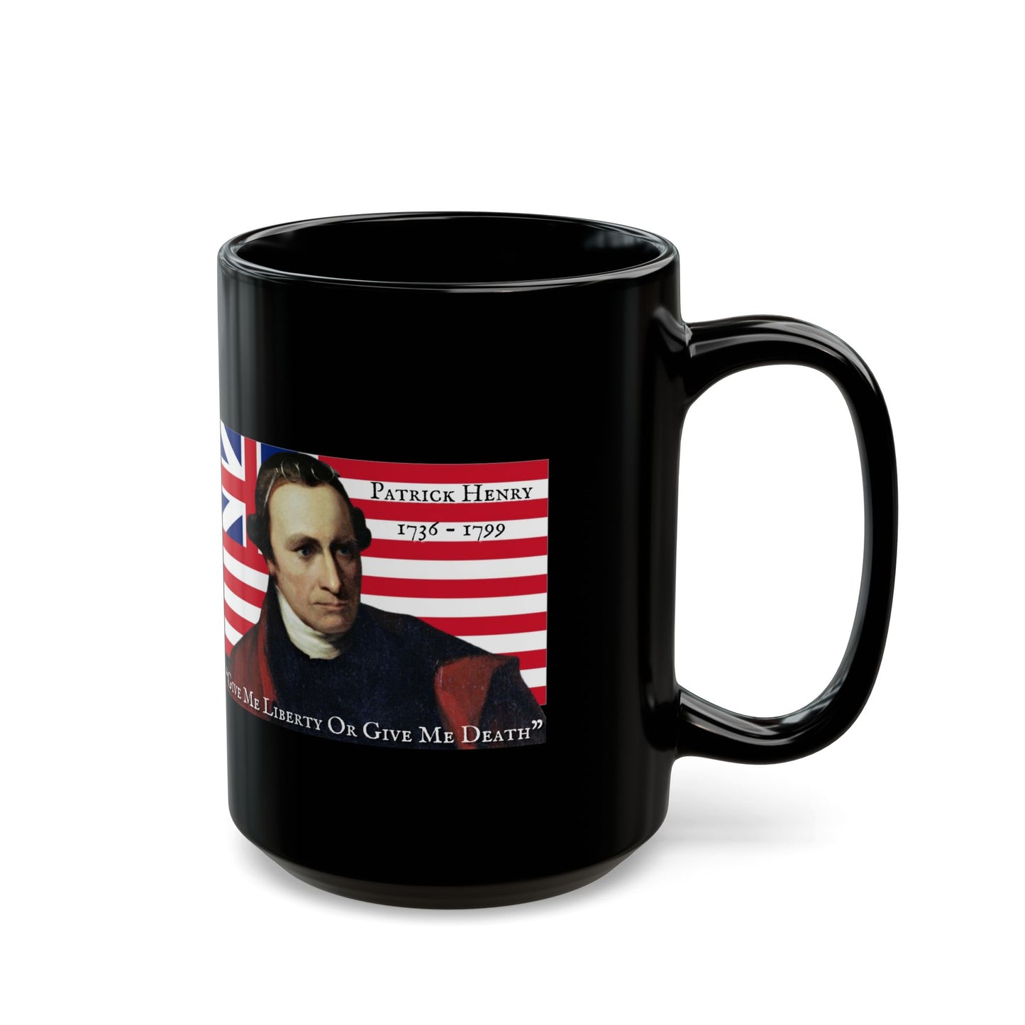 Patrick Henry Black Mug by theGreenDragonTavern.shop