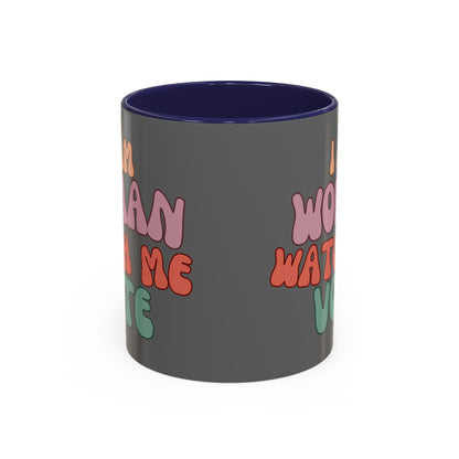I Am Woman Watch Me Vote Grey Accent Mug by theGreenDragonTavern.shop