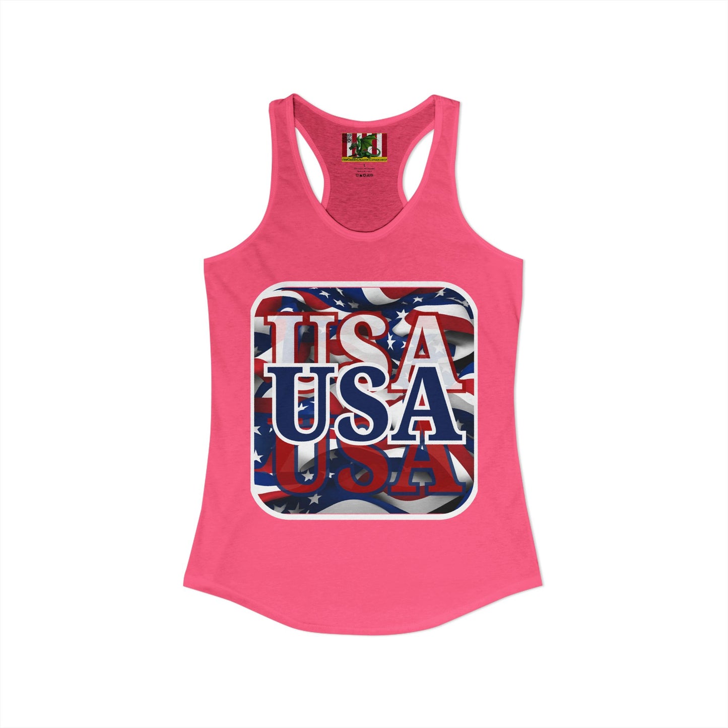 Red White and BLUE USA Patriot Women's Racerback Tank Top by theGreenDragonTavern.shop