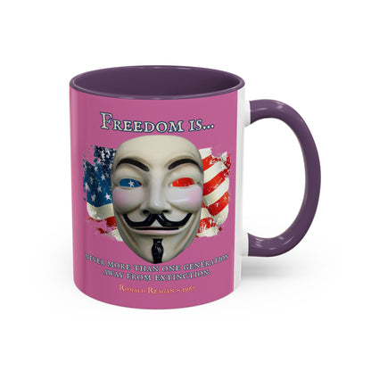 Ronald Reagan Freedom Vendetta Pink Accent Mug by theGreenDragonTavern.shop