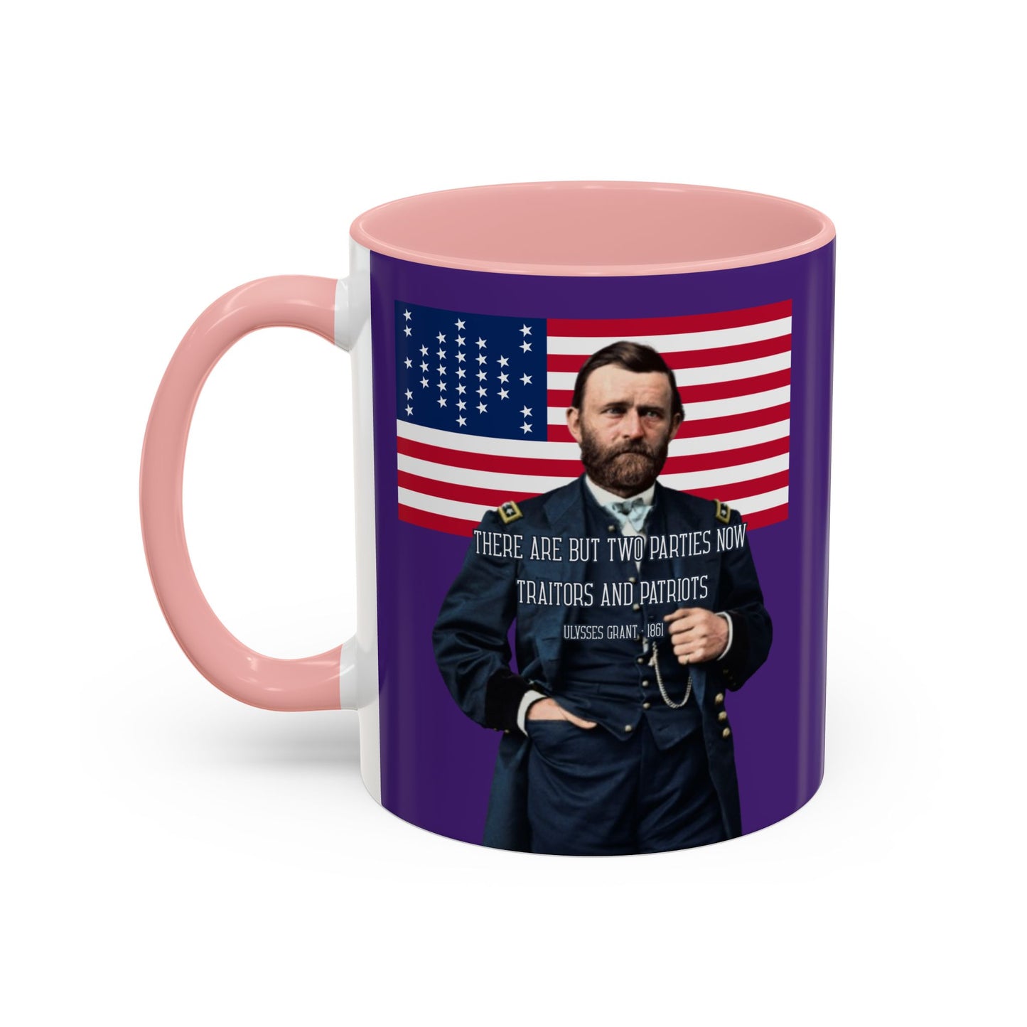"Traitors and Patriots" Ulysses Grant Dark Purple Accent Mug by theGreenDragonTavern.shop