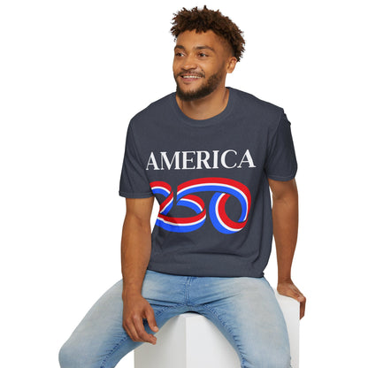 America 250 White font, Dark colors, Unisex T-Shirt by theGreenDragonTavern.shop