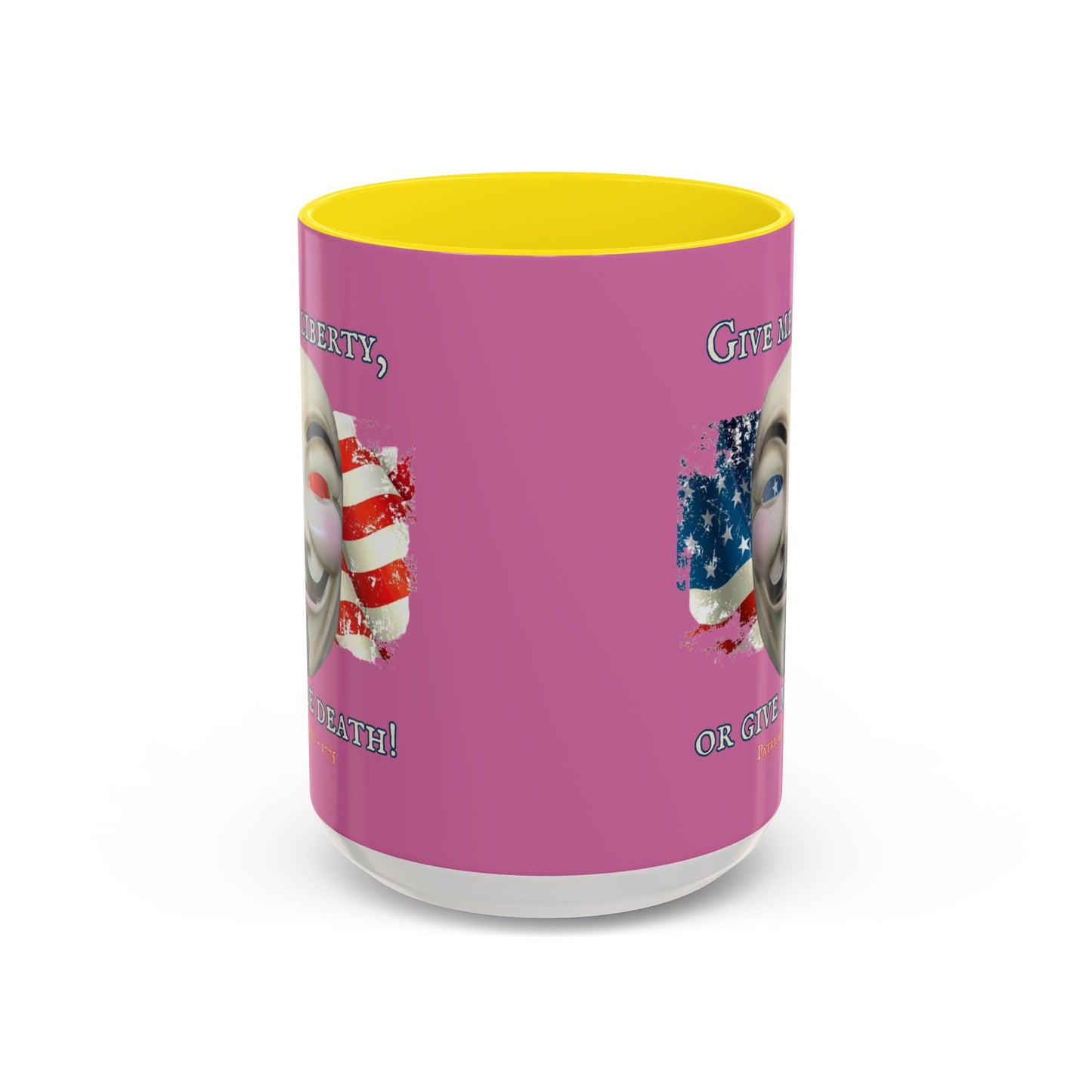 Vendetta, "Give me liberty, or give me death!" Pink Accent Mug by theGreenDragonTavern.shop