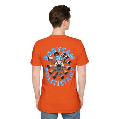 2-sided, Bodycam the Politicians Cameras Light colors Unisex T-Shirt by theGreenDragonTavern.shop