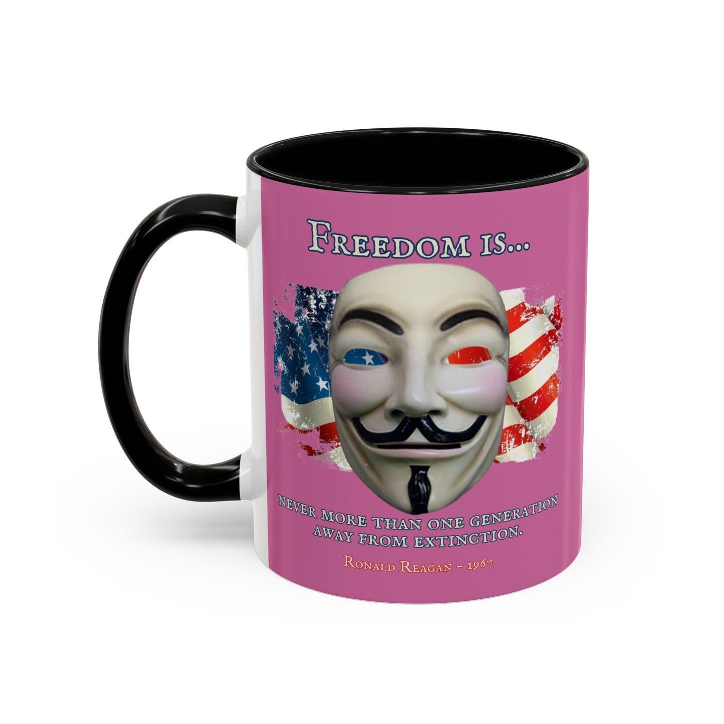 Ronald Reagan Freedom Vendetta Pink Accent Mug by theGreenDragonTavern.shop