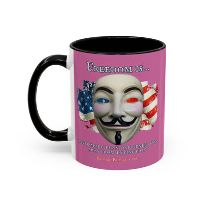 Ronald Reagan Freedom Vendetta Pink Accent Mug by theGreenDragonTavern.shop