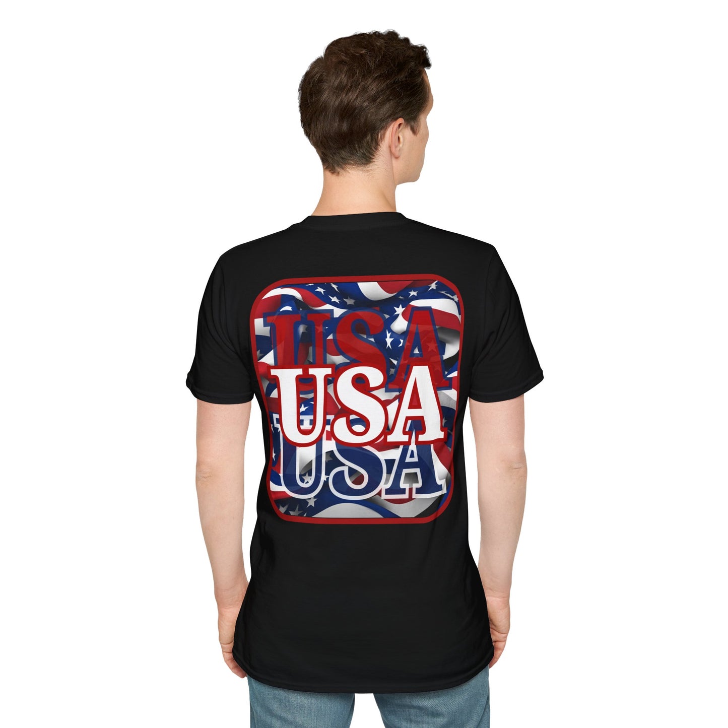 2-sided, Red WHITE and Blue USA Patriot Dark colors Unisex T-Shirt by theGreenDragonTavern.shop