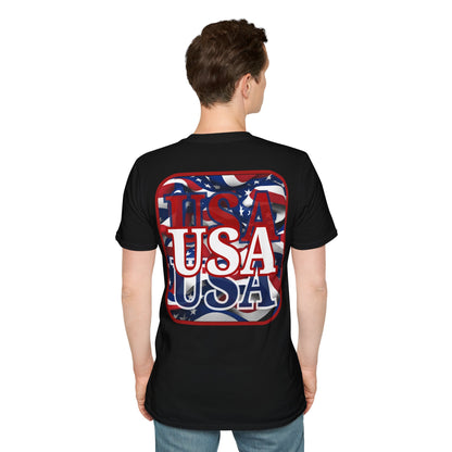 2-sided, Red WHITE and Blue USA Patriot Dark colors Unisex T-Shirt by theGreenDragonTavern.shop