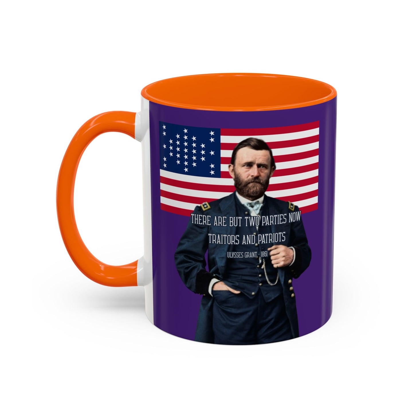 "Traitors and Patriots" Ulysses Grant Dark Purple Accent Mug by theGreenDragonTavern.shop