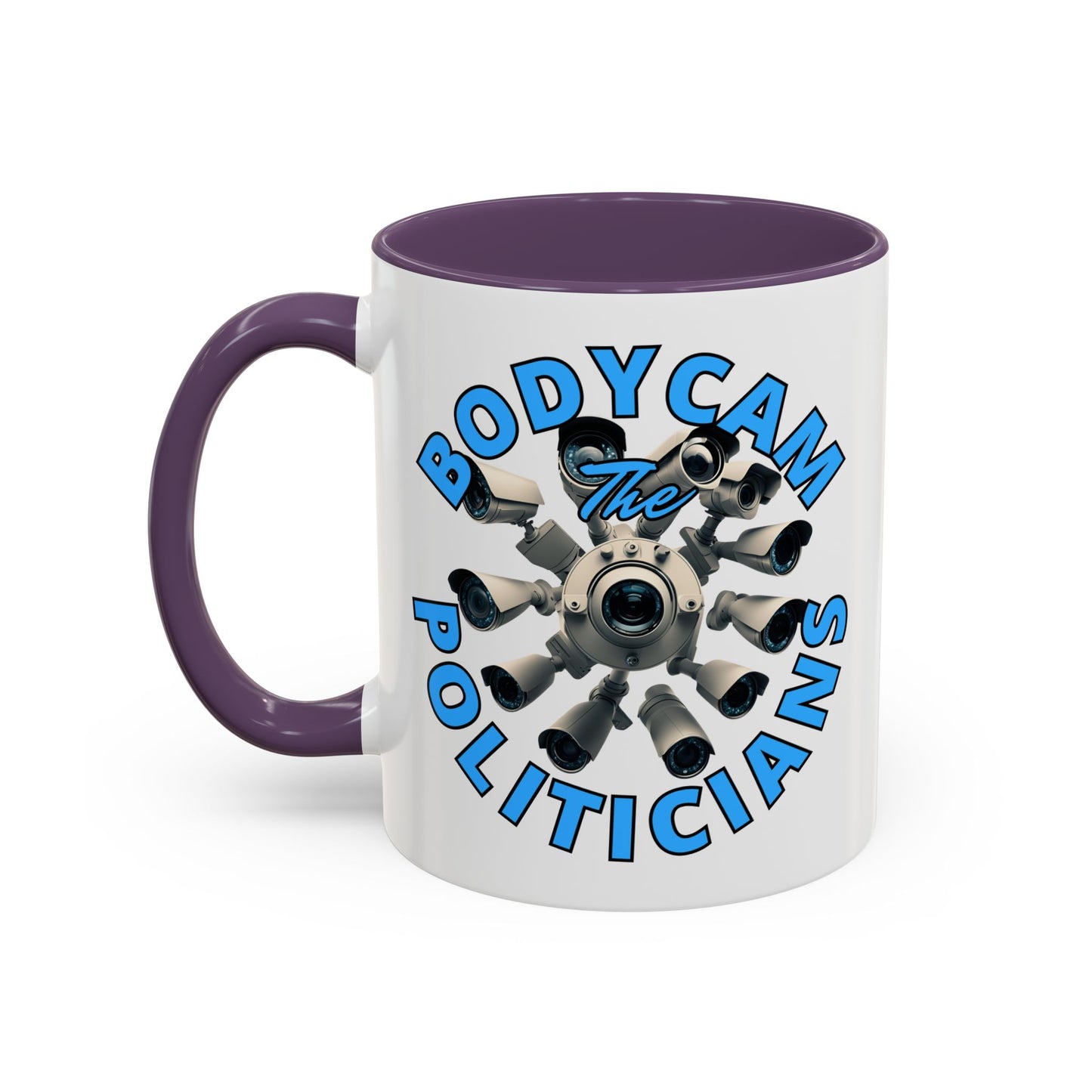 Bodycam the Politicians Cameras White Accent Mug by theGreenDragonTavern.shop