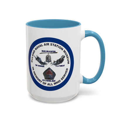 DNASM 2-sided, Founding & Student Art w/Navy Ring White Accent Mug by theGreenDragonTavern.shop