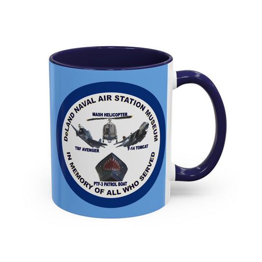 DNASM 2-sided, Founding & Student Art w/Navy Ring Light Blue Accent Mug by theGreenDragonTavern.shop