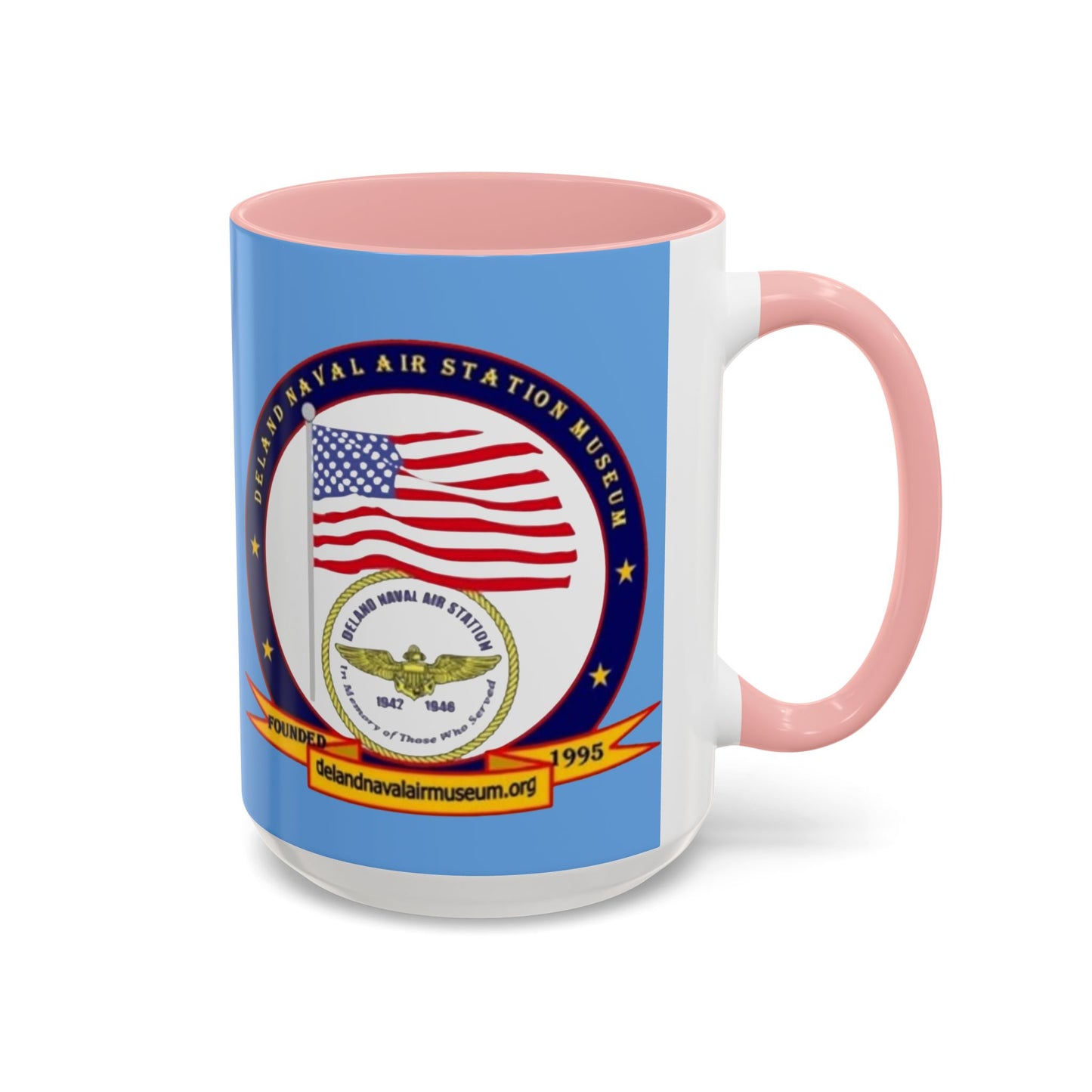DeLand Naval Air Station Museum Light Blue Accent Mug by theGreenDragonTavern.shop