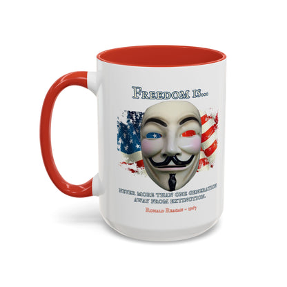 Ronald Reagan Freedom Vendetta White Accent Mug by theGreenDragonTavern.shop