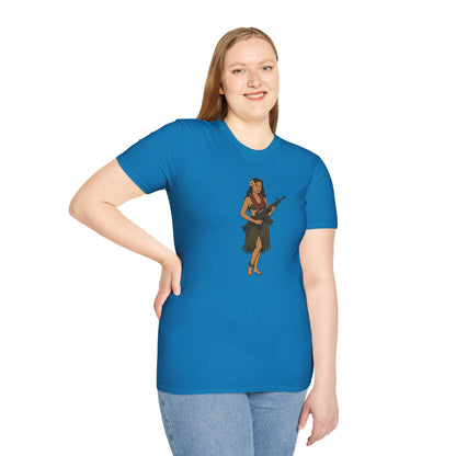 Hula Girl Packin' Heat Dark colors Unisex T-Shirt by theGreenDragonTavern.shop